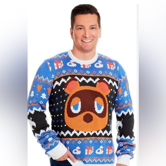 Men’s Geeknet Animal Crossing Holiday Unisex Sweater By Tom Nook Size Small - Picture 1 of 9